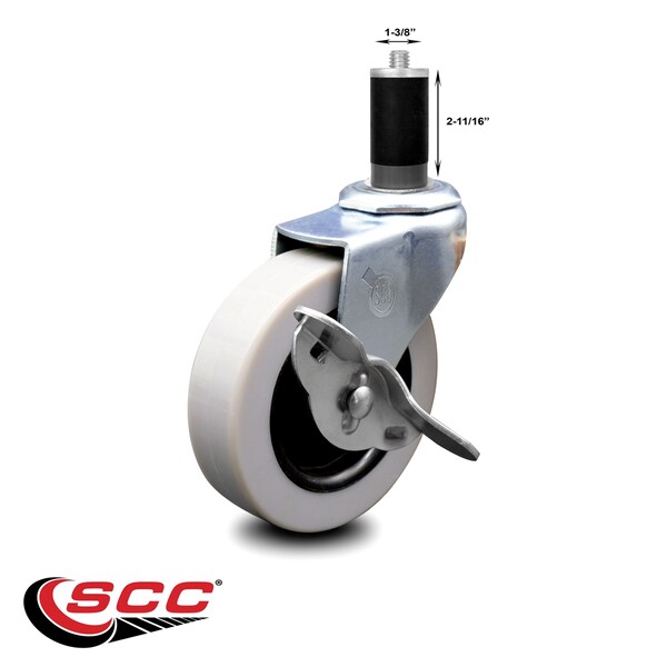 3 Inch Thermoplastic Rubber Wheel 1-3/8 Inch Expanding Stem Caster with Brake